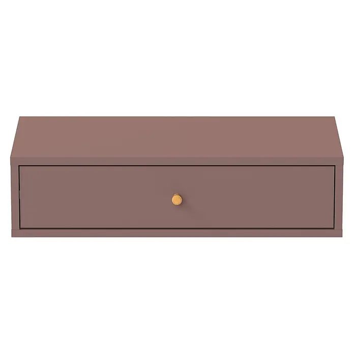 Schildmeyer Bjarne Konsolentisch - L x B x H: 32 x 65,1 x 16,4 cm, Holzwerkstoff, Mauve - Braune einzelne Schublade mit rundem Holzknauf.