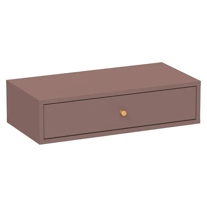 Schildmeyer Bjarne Konsolentisch - L x B x H: 32 x 65,1 x 16,4 cm, Holzwerkstoff, Mauve - Rechteckige, braune Wand-Schublade mit einem kleinen Holzknopf für moderne Aufbewahrung.