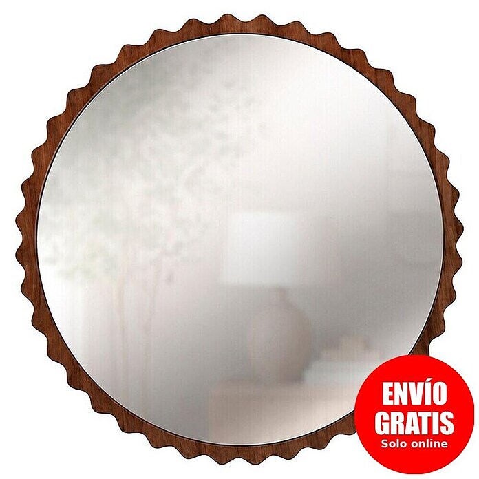 Espejo de pared Orbital (Diámetro: 80 cm, Nogal) | BAUHAUS