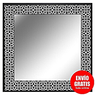 Espejo de pared Damasco (60 x 60 cm, Negro/Plateado)