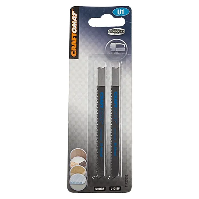 Craftomat Hoja de sierra de calar U 101 BF - Madera dura / plástico, 2 pzs., Vástago en U - Paquete de hojas de sierra de calar Craftomat U1. Ideal para carpintería. Hojas de precisión para cortes limpios y resultados profesionales.