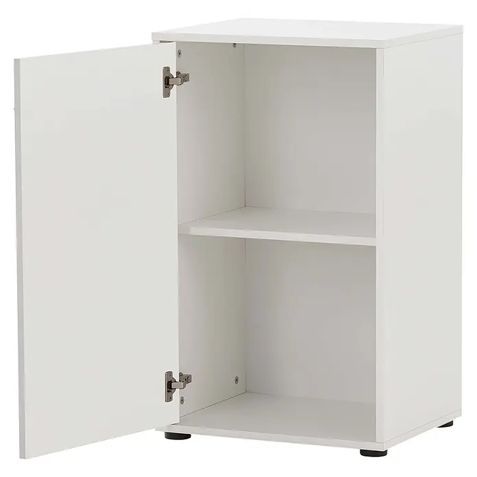 Schildmeyer Serie 400 Unterschrank - L x B x H: 41 x 50,9 x 83,6 cm, Weiß - Kompakter weißer Lagerschrank mit offener Tür und einem Innenregal.