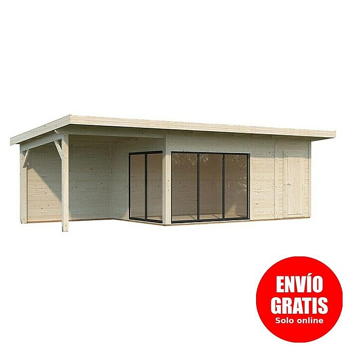 Palmako Caseta de jardín Andrea Slide Plus (Medidas ext. (An x Pr): 855 x 404 cm, Madera, Natural) | BAUHAUS