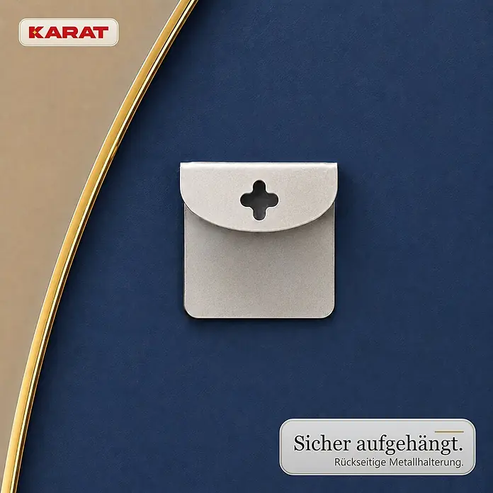 Floordirekt Wandspiegel Lena - 60,1 x 90,1 cm - Hellgraue Metallhalterung mit kreuzförmigem Schlüssellochausschnitt zum sicheren Aufhängen.
