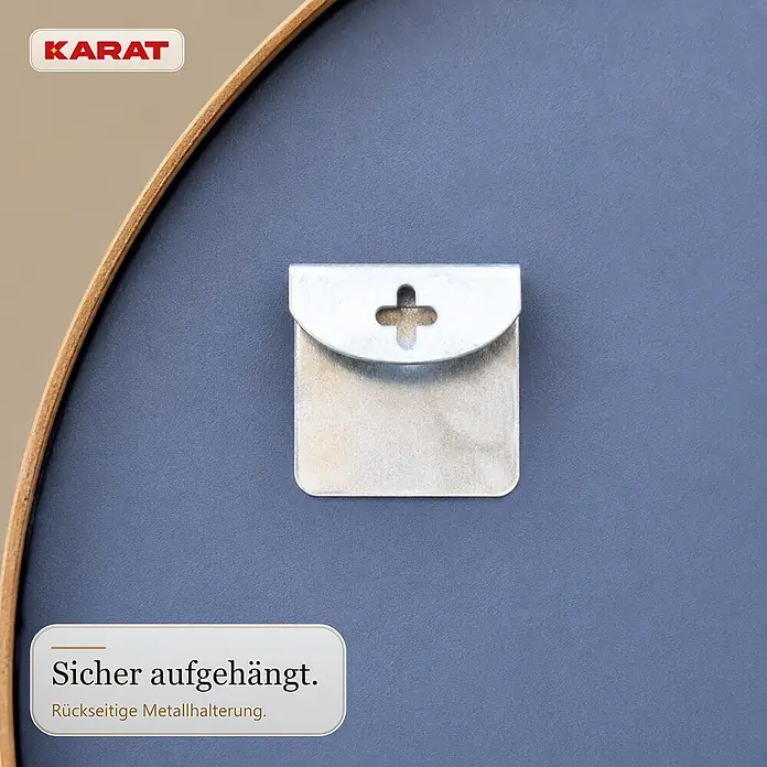 Floordirekt Wandspiegel Serena - 60,1 x 120,1 cm - Metallhalterung zum Aufhängen an der Rückseite eines blauen, gerahmten Objekts.