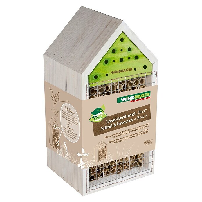 Windhager Insektenhotel (14 x 12 x 27 cm, Natur/Grün)