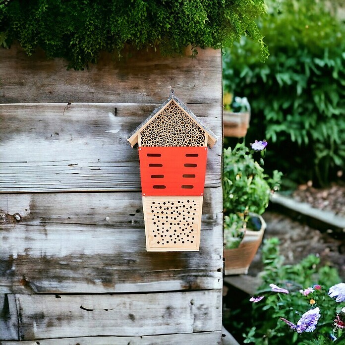 Windhager Insektenhotel Tower (49 x 29 x 10 cm, Holz, Braun/ Rot) | BAUHAUS