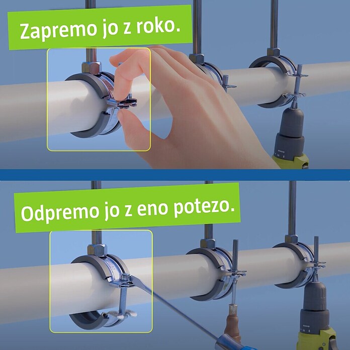 Set klik cevnih objemk  (Premer: 52 mm - 56 mm, 2 kos) | 4048 - Zubehör Wasserinst/Befestigung | DCDA - Wasserinstallation | DCD - Sanitärinstallation | DC - Sanitärinstallation | D - Sanitär | BAUHAUS