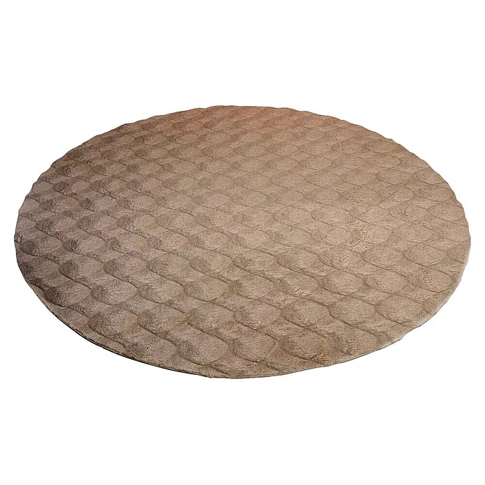 Kayoom Fellteppich Royal Glow 825 - Creme, Durchmesser: 200 cm, 80 % Polyester, 20 % Baumwolle - Runder beiger Teppich mit erhabenem, ineinandergreifendem geometrischem Muster.