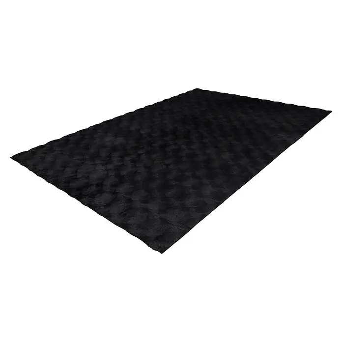 Kayoom Fellteppich Royal Glow 825 - Anthrazit, 290 x 200 cm, 80 % Polyester, 20 % Baumwolle - Schwarzer strukturierter Plüschteppich.