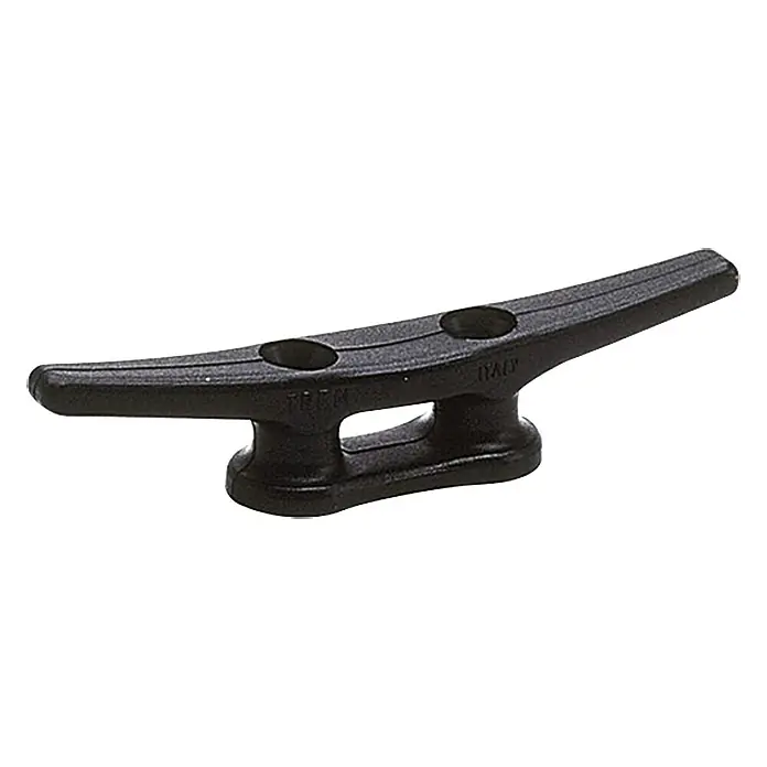 Belegklampe - 110 mm, Kunststoff, Lochabstand: 30 mm, Schwarz - Eine schwarze Bootsklampe aus Kunststoff, perfekt zum Festmachen von Booten und Yachten. Ideal für Bootszubehör.