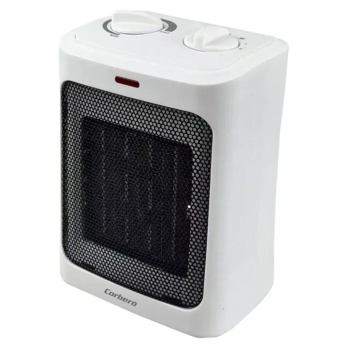 Corberó Calefactor cerámico CCPTCN1500B - Blanco - Calefactor cerámico portátil blanco con rejilla negra y dos perillas de control. Marca Corberó.
