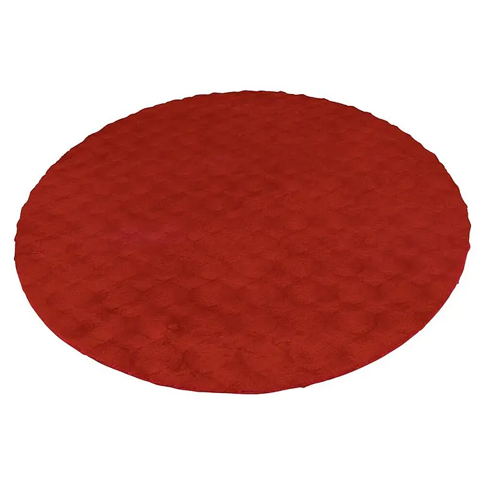 Kayoom Fellteppich Royal Glow 825 - Rötlich, Durchmesser: 120 cm, 80 % Polyester, 20 % Baumwolle - Weicher, roter runder Teppich mit dezentem Muster.