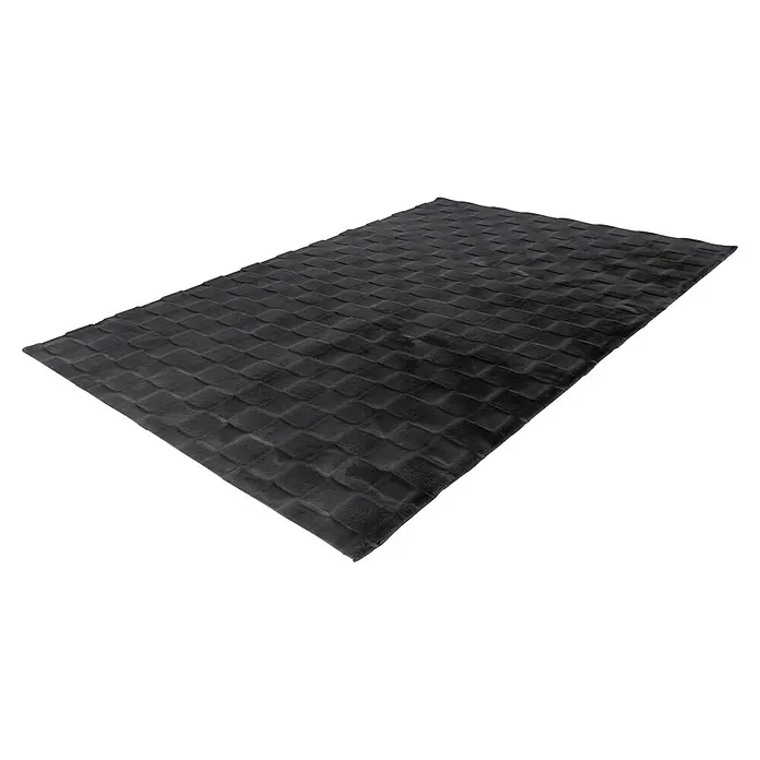 Kayoom Hochflorteppich Botany 625 - Graphit, 150 x 80 cm, 100 % Polyester - Rechteckiger dunkelgrauer Teppich mit strukturiertem Muster.