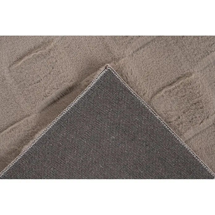 Kayoom Hochflorteppich Botany 625 - Taupe, 150 x 80 cm, 100 % Polyester - Hellbrauner Kunstfellteppich mit sichtbarer rutschfester Unterseite.