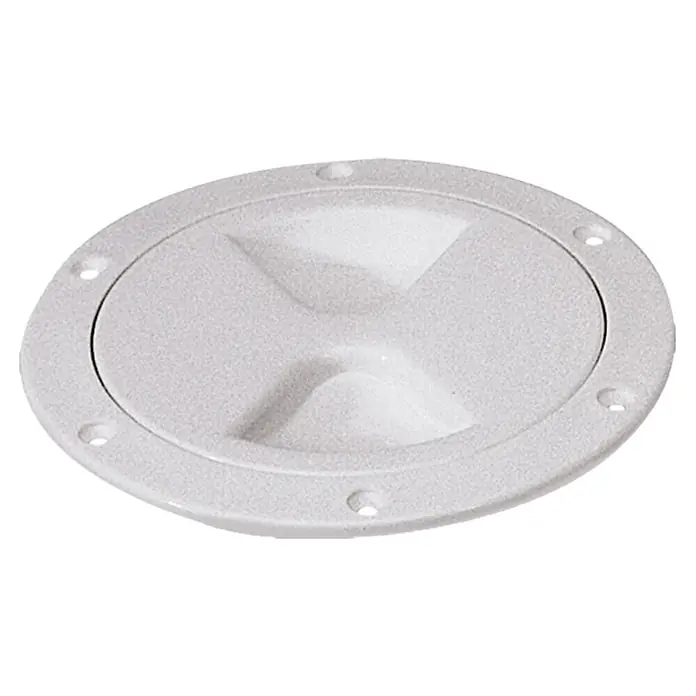 Inspektionsluke - 152 mm, Kunststoff, Rund, Weiß - Weißer, runder Inspektionsdeckel mit X-förmiger Vertiefung und Schraubenlöchern zur einfachen Installation.
