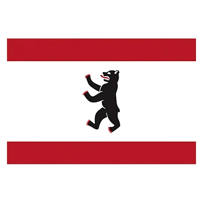 Flagge - Berlin, 45 x 30 cm, Spunpolyester - Flagge von Berlin mit dem Berliner Bären in Schwarz und Rot. Symbol der Hauptstadt Deutschlands.