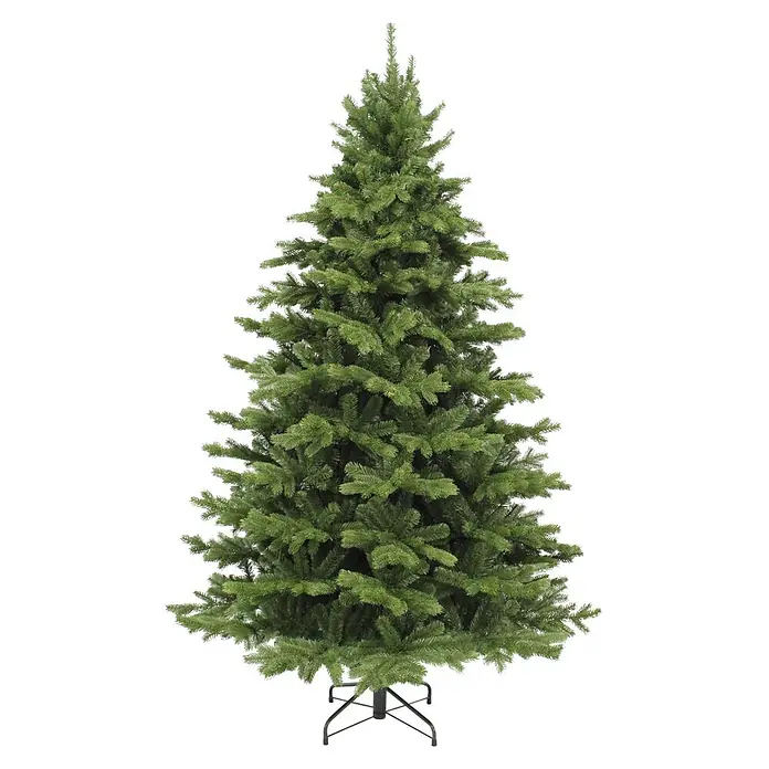 Árbol de Navidad artificial Sherwood - Altura: 365 cm, Verde, Base - Árbol de Navidad artificial verde con soporte negro.