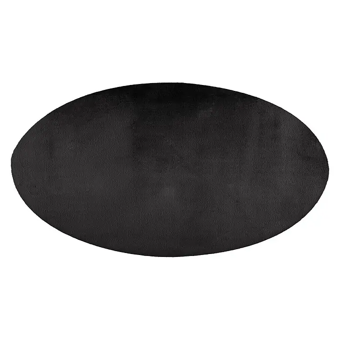 Kayoom Fellteppich Cross 425 - Graphit, 170 x 120 cm, 100 % Polyester - Runde schwarze Matte mit weicher, strukturierter Oberfläche.