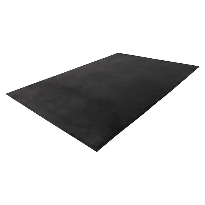 Kayoom Fellteppich Cross 425 - Graphit, 230 x 160 cm, 100 % Polyester - Rechteckiger, weicher, dunkelgrauer Teppich mit feiner Textur.