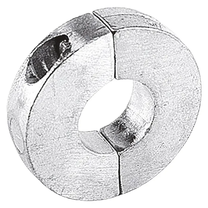 Talamex Wellenanode - Zink, Durchmesser Schaft: 25 mm, Salzwasser, Sonstige - Eine silberne, zweiteilige Wellenkupplung. Das Produkt ist ideal für Anwendungen, die eine einfache Montage erfordern.