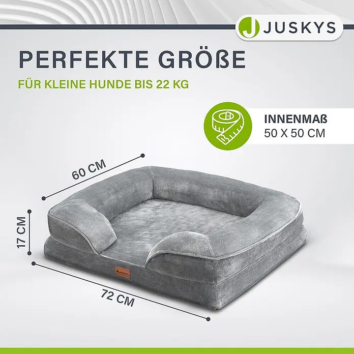 Juskys Haustierbett - 72 x 60 x 17 cm, Textil, Grau