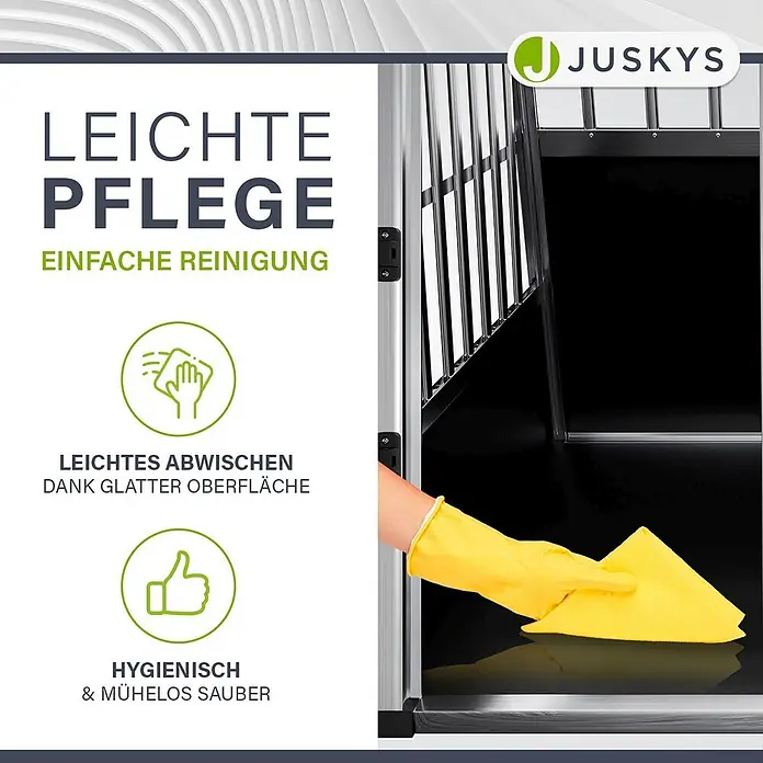 Juskys Transportbox - 90 x 96 x 71 cm, Aluminium, Schwarz / Silber - Tierbox mit glatter Oberfläche wird gereinigt, für einfache und hygienische Pflege.