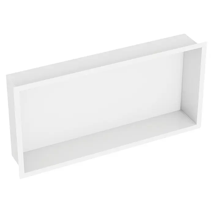 GME Hornacina - An x Al: 60 x 30 cm, Blanco, Acero inoxidable - Caja de almacenamiento rectangular blanca abierta.