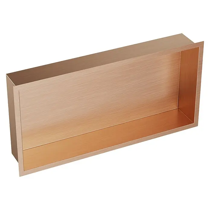 GME Hornacina - An x Al: 60 x 30 cm, Cobre, Acero inoxidable - Nicho de ducha empotrado rectangular de color cobre cepillado para almacenamiento en el baño.