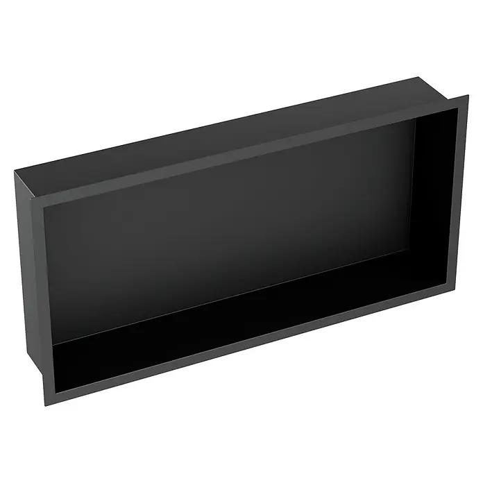 GME Hornacina - An x Al: 60 x 30 cm, Negro, Acero inoxidable - Nicho de pared empotrado rectangular negro para almacenamiento integrado.