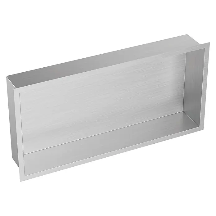 GME Hornacina - An x Al: 60 x 30 cm, Acero cepillado, Acero inoxidable - Nicho de ducha rectangular de metal plateado cepillado para empotrar en la pared.