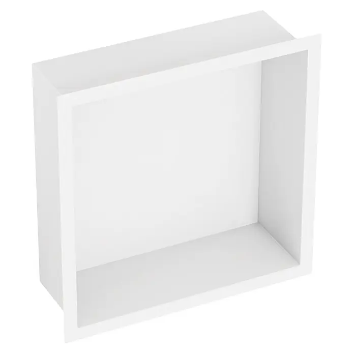 GME Hornacina - An x Al: 30 x 30 cm, Blanco, Acero inoxidable - Estante empotrado o caja expositora rectangular blanca.