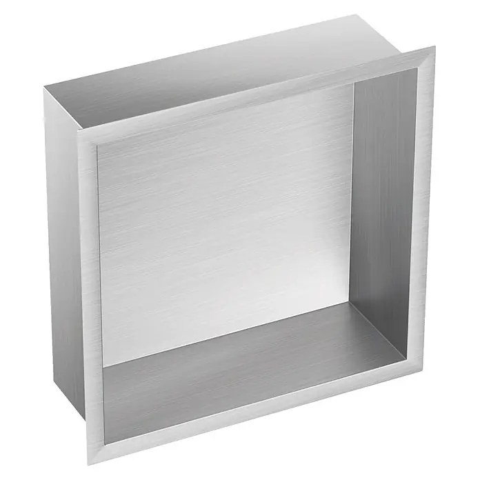 GME Hornacina - An x Al: 30 x 30 cm, Acero cepillado, Acero inoxidable - Nicho de ducha de metal cepillado para almacenamiento empotrado.