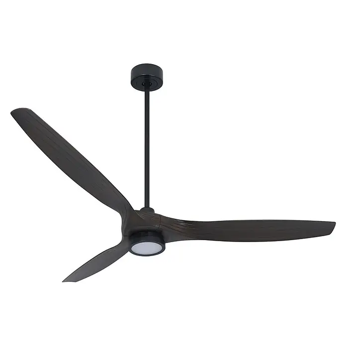 Vam Deckenventilator Outdoor DC Deckenventilator LINES LED schwarz 153 cm - schwarz, 1.530 mm, 37 W - Moderner Deckenventilator aus dunklem Holz mit drei geformten Flügeln, schwarzer Stange und integriertem weißem LED-Licht.