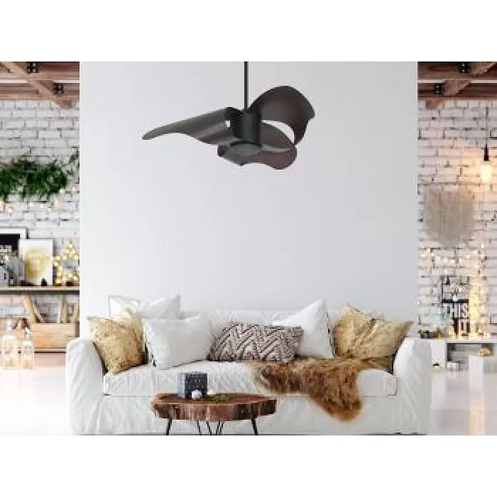Vam Deckenventilator Vam DC Deckenventilator Raffaello schwarz Walnuss 112 cm - Matt schwarz mit Walnuss Optik Flügeln aus Kunststoff, 1.320 mm, 42 W - Dunkler, moderner Deckenventilator mit geformten Flügeln.