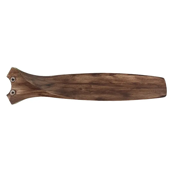 Vam Deckenventilator Vam Deckenventilator KAUAI Nickel gebürstet Wild-Walnut 132 cm - Naturholzflügel in Wild-Walnut Motor Nickel, 1.320 mm, 72 W - Dunkelbraunes Deckenventilatorblatt in Holzoptik mit zwei sichtbaren silbernen Befestigungsschrauben an einem Ende.