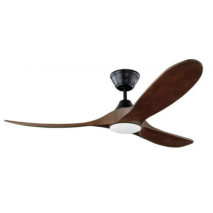 Vam Deckenventilator Vam DC Deckenventilator KOA LED schwarz 178 cm - Naturholz braun, 1.780 mm, 27 W - Moderner Deckenventilator mit drei dunkelbraunen Holzflügeln, schwarzem Motor und integrierter weißer LED-Leuchte.