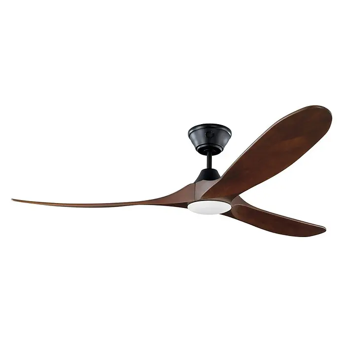 Vam Deckenventilator Vam DC Deckenventilator KOA LED schwarz 178 cm - Naturholz braun, 1.780 mm, 27 W - Dunkler Holz-Deckenventilator mit drei gebogenen Flügeln, schwarzem Motor und integriertem weißen LED-Licht.