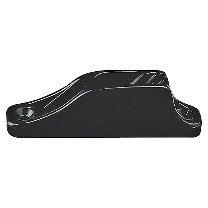 Clamcleat Kammklemme Junior CL 203 - Geeignet für: Tauwerk 3 - 6 mm, L x B: 82 x 18 mm - Schwarze Anreißplatte, ein Zubehörteil mit zwei Löchern zur Befestigung auf einer Oberfläche. Glänzendes, robustes Material.