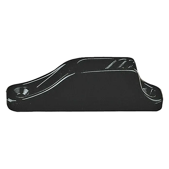 Clamcleat Kammklemme Junior CL 203 - Geeignet für: Tauwerk 3 - 6 mm, L x B: 82 x 18 mm - Schwarze Anreißplatte, ein Zubehörteil mit zwei Löchern zur Befestigung auf einer Oberfläche. Glänzendes, robustes Material.