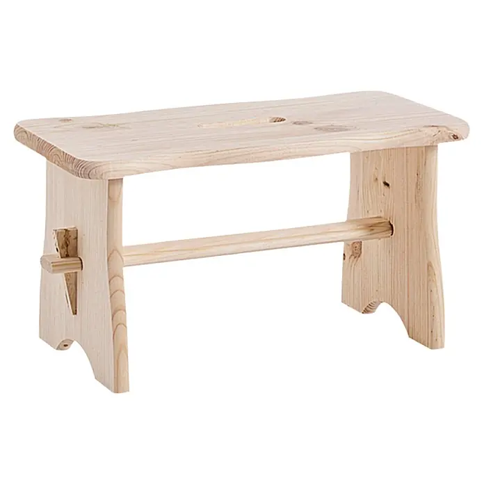 Zeller Present Fußbänkchen - Nadelholz, Breite: 190 mm - Holzschemel mit leicht geschwungener Sitzfläche und runden Sprossen. Der Hocker ist unbehandelt und hat eine natürliche Holzfarbe.