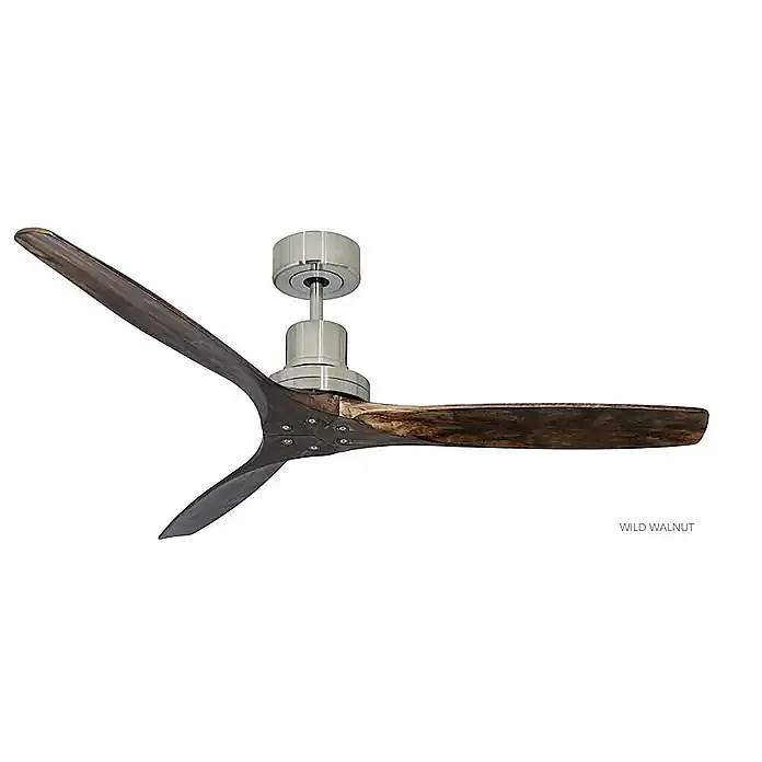 Vam Deckenventilator Vam Deckenventilator KAUAI Nickel gebürstet Wild-Walnut 132 cm - Naturholzflügel in Wild-Walnut Motor Nickel, 1.320 mm, 72 W - Deckenventilator mit drei Flügeln aus dunklem Wildnussbaumholz und gebürstetem silbernem Gehäuse.