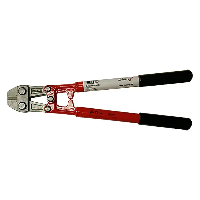 Bessey Bolzenschneider D90-350 - Länge: 330 mm - Bolzenschneider der Marke Bessey mit rotem Griff und schwarzem Griffende. Der Bolzenschneider ist für schwere Schneidarbeiten geeignet.
