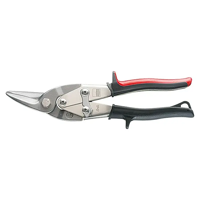 Wisent Tijeras para chapa - Largo: 240 mm, Acero, Izquierda - Tijeras de chapa con mangos rojos y negros. Perfectas para cortar chapa con precisión, ideales para artesanos y para el hogar.