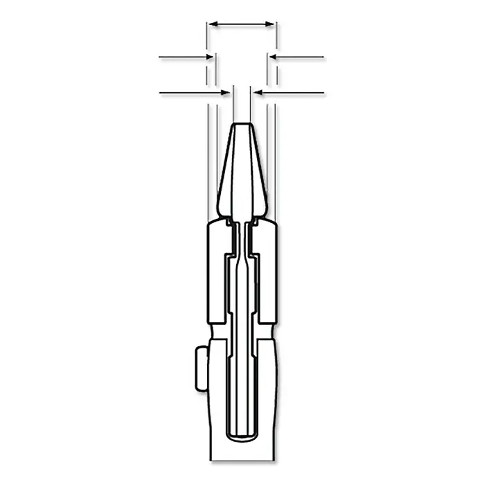 Knipex Wasserpumpenzange - Länge: 180 mm, Verchromt - Detailaufnahme einer technischen Zeichnung eines Schraubendrehers mit präzisen Maßangaben.