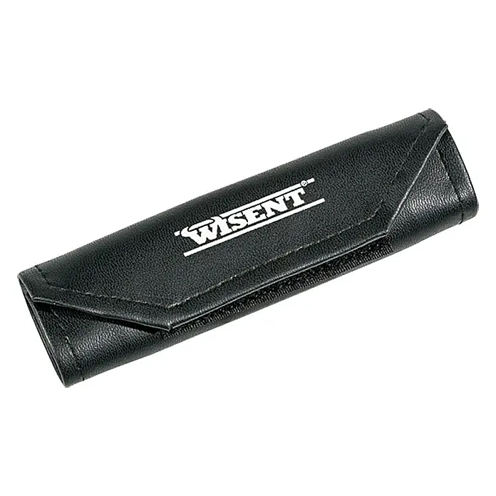 Wisent Feinmechanik-Handy-Set - 6 -tlg. - Nahaufnahme einer schwarzen WISENT Werkzeugtasche aus Leder, die sich ideal für die Aufbewahrung und den Schutz von Werkzeugen eignet.