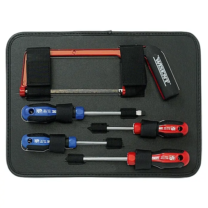 Wisent Werkzeugkoffer Basic - L x B x H: 365 x 265 x 170 mm, 91 -tlg. - Werkzeugsatz mit Schraubendrehern und Säge, ordentlich in einer schwarzen Werkzeugtasche verstaut, ideal für Handwerker und Heimwerker.