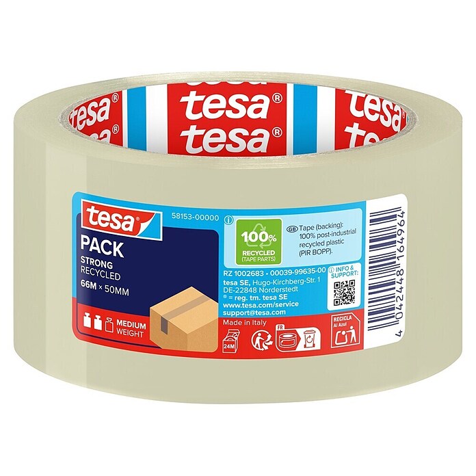 Tesa Pack Paketklebeband Eco & Strong (66 m x 50 mm, Transparent)