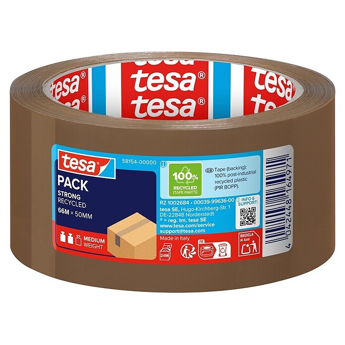 Tesa Pack Paketklebeband Eco & Strong (66 m x 50 mm, Braun)