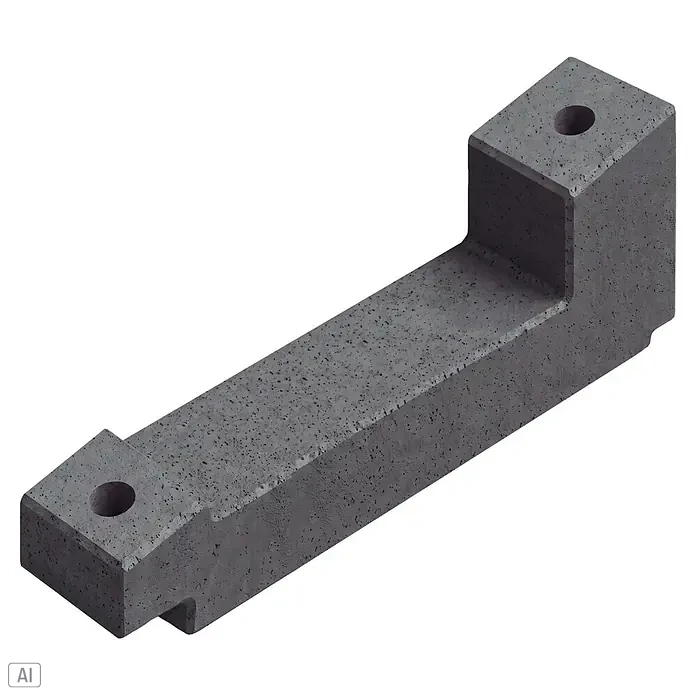 Diephaus Halterung für Solarmodul - L x B x H: 12 x 80 x 27 cm, Beton - Grauer, L-förmiger Betonblock mit zwei runden Löchern.